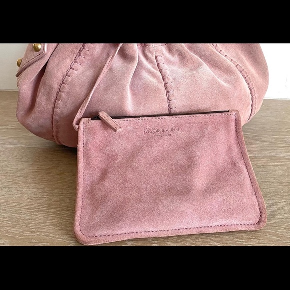 YSL vintage Mombasa pink suede bag with gold hardware - Picture 8 of 11
